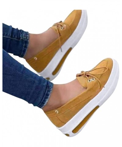 Women's Tennis Shoes Sneakers for Women Platform Suede Ladies Casual Solid Color Wedge Fashion Lace-Up Shoes (Pink, 6.5-7) 9....