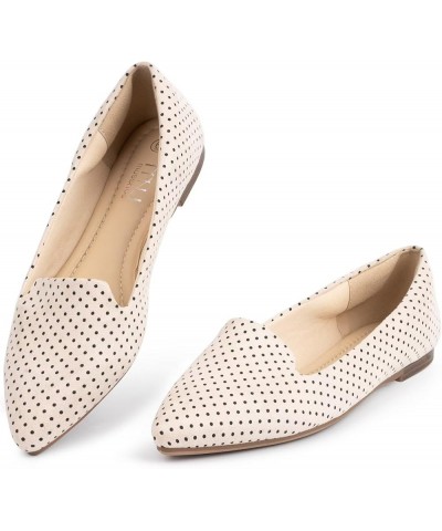 Flat Shoes Women Comfortable Slip on Women's Flats Beige Polka Dots $19.74 Flats