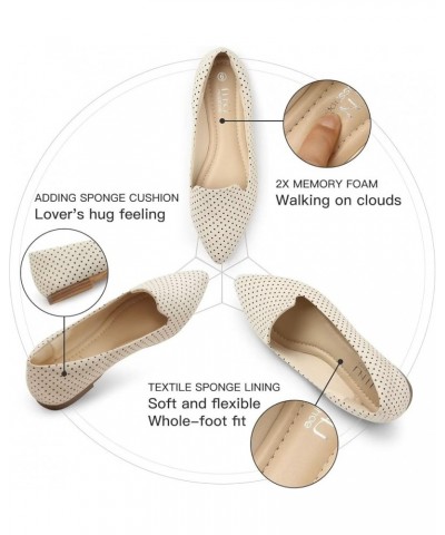 Flat Shoes Women Comfortable Slip on Women's Flats Beige Polka Dots $19.74 Flats