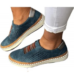 Women's Fashion Sneakers Slip On Comfortable Casual Walking Shoes Classic Fall Low Top Canvas Flat Loafers Blue $13.18 Loafer...