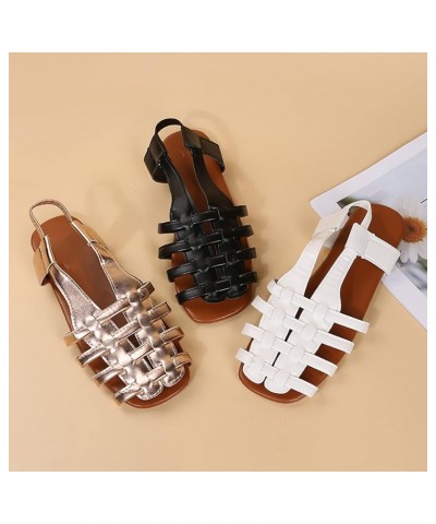 Sandals Shoes For Women White Flats Shoes Women Sandals Women Fashion Wide Women Flats Shoes Dressy F-gold $16.12 Outdoor Shoes