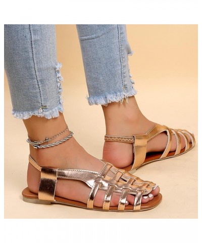 Sandals Shoes For Women White Flats Shoes Women Sandals Women Fashion Wide Women Flats Shoes Dressy F-gold $16.12 Outdoor Shoes