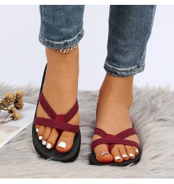 Womens Low Wedge Sandals Anti Slip Ankle Strap Comfort Glitters Summer Mules Flats Sandals 182-zoxro-red-g $16.42 Slippers