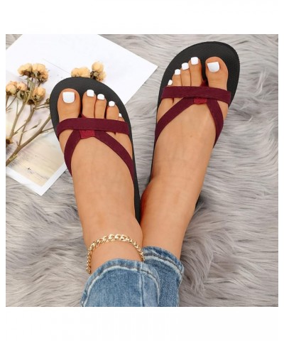 Womens Low Wedge Sandals Anti Slip Ankle Strap Comfort Glitters Summer Mules Flats Sandals 182-zoxro-red-g $16.42 Slippers