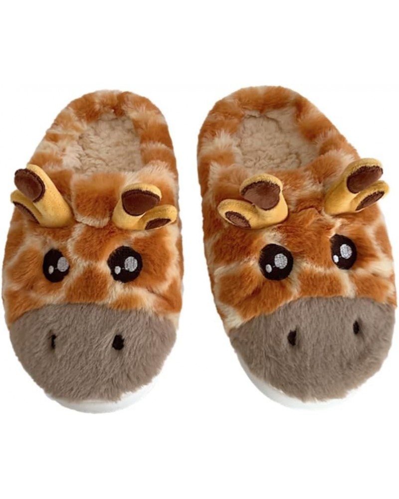 Women Cute Animal Fuzzy Slippers Soft Plush Lightweight House Slippers Slip-on Cozy Indoor Slippers Orange $17.09 Slippers