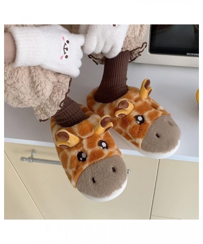 Women Cute Animal Fuzzy Slippers Soft Plush Lightweight House Slippers Slip-on Cozy Indoor Slippers Orange $17.09 Slippers