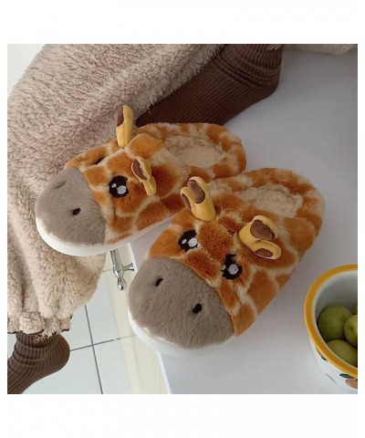 Women Cute Animal Fuzzy Slippers Soft Plush Lightweight House Slippers Slip-on Cozy Indoor Slippers Orange $17.09 Slippers