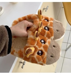 Women Cute Animal Fuzzy Slippers Soft Plush Lightweight House Slippers Slip-on Cozy Indoor Slippers Orange $17.09 Slippers