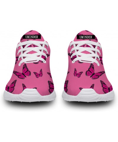 Pink Butterfly Shoes for Womens Ladies Girls,Custom Design Breast Cancer Awareness Sneakers GIFS for Survivor,US Size 8.5 Wom...