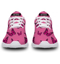 Pink Butterfly Shoes for Womens Ladies Girls,Custom Design Breast Cancer Awareness Sneakers GIFS for Survivor,US Size 8.5 Wom...