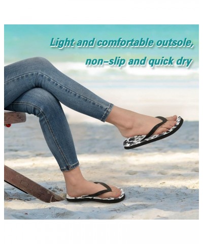 Flip Flop Sandals for Men Teen Women - Black Leopard Fashion Beach Shoes Waterproof Outdoor Summer Beach Slippers 6-7 Women/5...