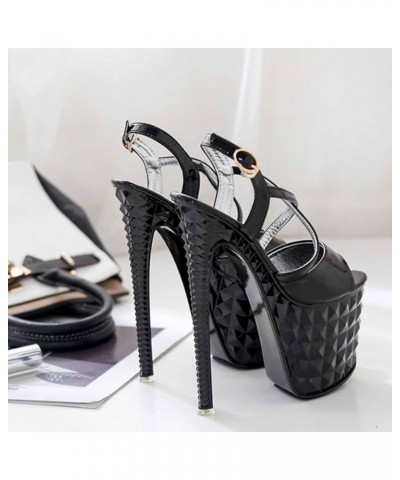 Womens Platform High Heel Stiletto Ankle Strap Open Toe 19.5CM Heels Ladies Braided Strappy Sexy Party Heeled Shoes Peep Toe ...