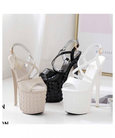 Womens Platform High Heel Stiletto Ankle Strap Open Toe 19.5CM Heels Ladies Braided Strappy Sexy Party Heeled Shoes Peep Toe ...