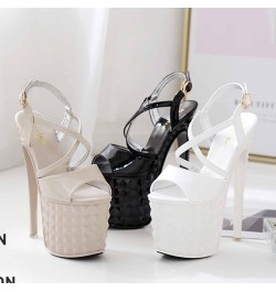 Womens Platform High Heel Stiletto Ankle Strap Open Toe 19.5CM Heels Ladies Braided Strappy Sexy Party Heeled Shoes Peep Toe ...