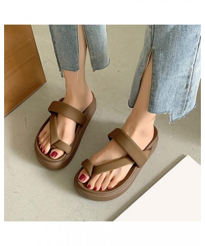 Girls' Sandals Beach Sandals Clip Toe-Ring Casual Flip Flop Flower Sparkly Dressy Fashion Shoe Brown $23.04 Sandals