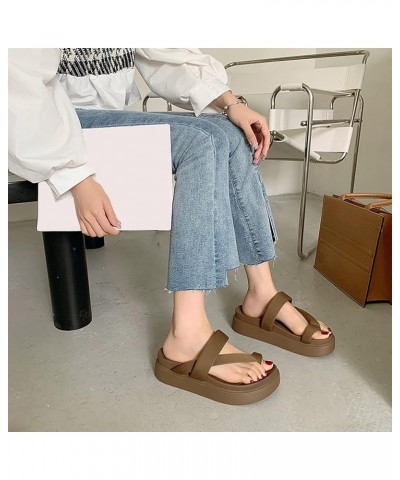 Girls' Sandals Beach Sandals Clip Toe-Ring Casual Flip Flop Flower Sparkly Dressy Fashion Shoe Brown $23.04 Sandals