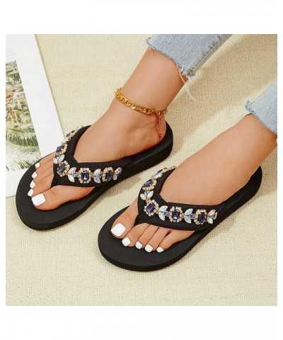 Womens Sports Sandals Size 11 Women Shoes Thick Sole Lightweight Thong Sandals Slippers Belt Diamond Chain Beach Thong Slippe...