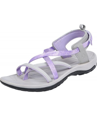 Women's Open Toe Sport Sandal Gray/Lilac $26.99 Sandals