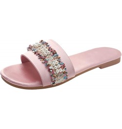 High Top Slippers for Women Fashion Women Beach Slip On Pearl Casual Open Toe Non Slip Flat High Top Slippers for Women Red $...