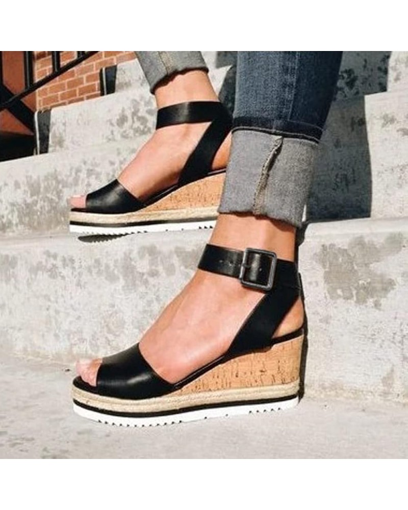 Womens Wedge Sandals Flower Low Heel Platform Sandals Elastic Ankle Strap Espadrilles Sandals Summer Casual Comfortable Shoes...