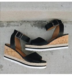 Womens Wedge Sandals Flower Low Heel Platform Sandals Elastic Ankle Strap Espadrilles Sandals Summer Casual Comfortable Shoes...