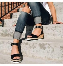 Womens Wedge Sandals Flower Low Heel Platform Sandals Elastic Ankle Strap Espadrilles Sandals Summer Casual Comfortable Shoes...