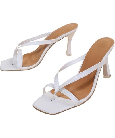 Women's Stilettos Sandals, Ladies Fashion Summer Rhinestone Peep Toe Pointed Toe Thin High Heel Sandals Z 11-white $11.16 San...