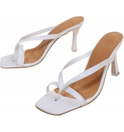 Women's Stilettos Sandals, Ladies Fashion Summer Rhinestone Peep Toe Pointed Toe Thin High Heel Sandals Z 11-white $11.16 San...