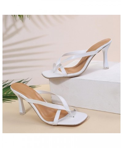 Women's Stilettos Sandals, Ladies Fashion Summer Rhinestone Peep Toe Pointed Toe Thin High Heel Sandals Z 11-white $11.16 San...