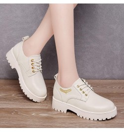 Classic Round Toe Oxfords for Women Convenient Lace up Platform Pumps Chunky Low Heel Walking Shoes Beige $31.74 Oxfords