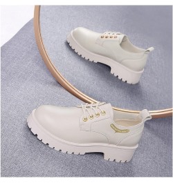 Classic Round Toe Oxfords for Women Convenient Lace up Platform Pumps Chunky Low Heel Walking Shoes Beige $31.74 Oxfords