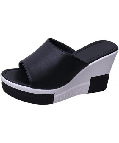 Flip Flops For Women Beach Slides Memory Foam Slippers For Women Black Platform Sandals Women Flats For Women 2-black $11.09 ...