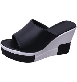 Flip Flops For Women Beach Slides Memory Foam Slippers For Women Black Platform Sandals Women Flats For Women 2-black $11.09 ...