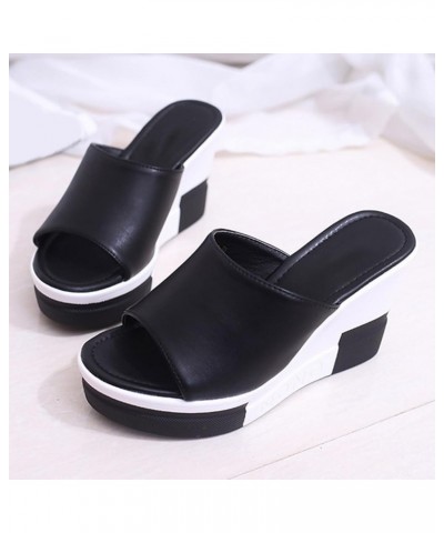 Flip Flops For Women Beach Slides Memory Foam Slippers For Women Black Platform Sandals Women Flats For Women 2-black $11.09 ...