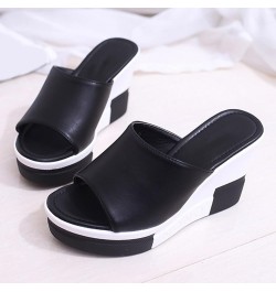 Flip Flops For Women Beach Slides Memory Foam Slippers For Women Black Platform Sandals Women Flats For Women 2-black $11.09 ...