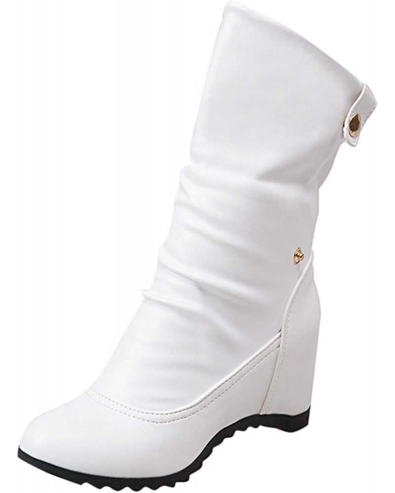 Boots For Women Boots, Leather Boots, Wedges, Middle Heel Calfskin, Winter Casual Shoes, High Heel Boots $35.22 Boots