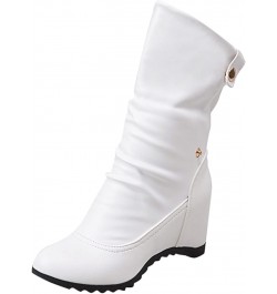 Boots For Women Boots, Leather Boots, Wedges, Middle Heel Calfskin, Winter Casual Shoes, High Heel Boots $35.22 Boots