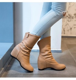 Boots For Women Boots, Leather Boots, Wedges, Middle Heel Calfskin, Winter Casual Shoes, High Heel Boots $35.22 Boots