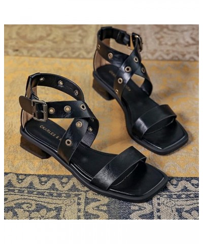 Womens Chunky Low Heel Sandals Summer Comfortable Square Open Toe Pumps Buckle Strap Daily Shoes for School Brown $23.91 Sandals