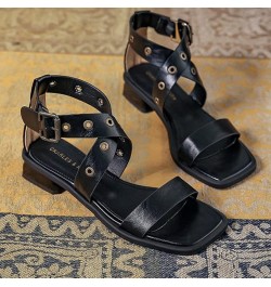 Womens Chunky Low Heel Sandals Summer Comfortable Square Open Toe Pumps Buckle Strap Daily Shoes for School Brown $23.91 Sandals