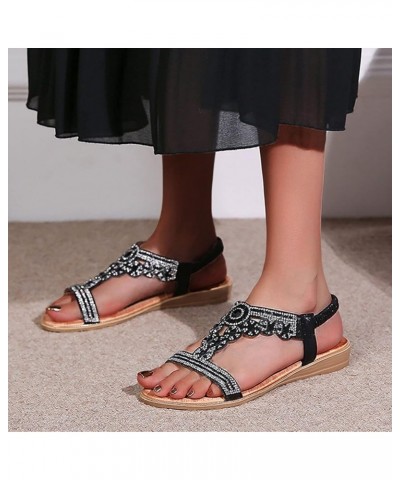 Sandals H Sandals For Womens Flats Comfortable Dressy Shoes Women Sandals Flats For Women Size 15 Sandals Women Rubber Black-...