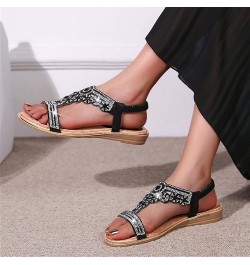 Sandals H Sandals For Womens Flats Comfortable Dressy Shoes Women Sandals Flats For Women Size 15 Sandals Women Rubber Black-...