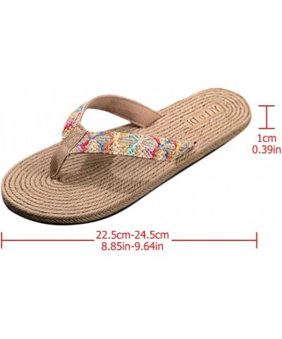 Summer Bohemian Slippers Stylish Straw Woven Sole Beach Flip-flops non-slip slippers for Girl Women Lady Madam Beige $9.17 Sa...