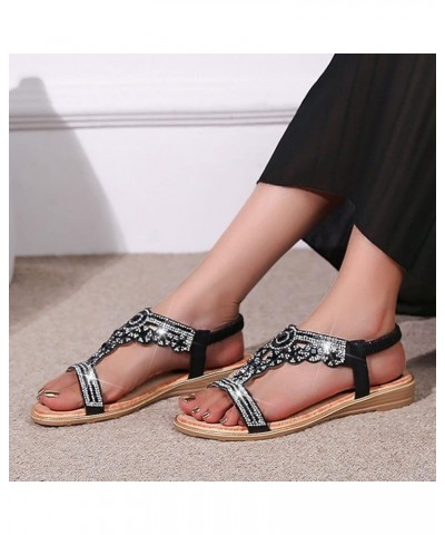 Sandals H Sandals For Womens Flats Comfortable Dressy Shoes Women Sandals Flats For Women Size 15 Sandals Women Rubber Black-...