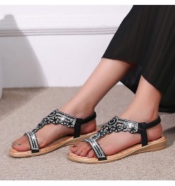 Sandals H Sandals For Womens Flats Comfortable Dressy Shoes Women Sandals Flats For Women Size 15 Sandals Women Rubber Black-...