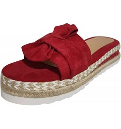 Sandals for Women Casual Summer Flats Flip Flops Bow Comfortable Open-Toe Casual Beach Sandals,Red,US11/EU43 US10/EU42 Red $1...