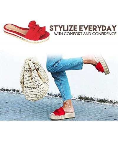 Sandals for Women Casual Summer Flats Flip Flops Bow Comfortable Open-Toe Casual Beach Sandals,Red,US11/EU43 US10/EU42 Red $1...