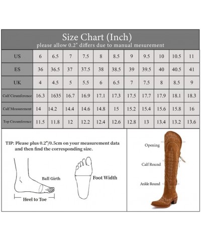 Embroidered Cowboy Boots for Women Lace up Thigh High Boots Wide Calf Over The Knee Boots Side Zip Western Cowgirl Boots Brow...