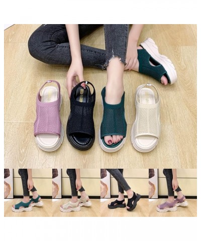 Womens Walking Sandals, Platform Sandals for Women Women's Slip On Mesh Walking Shoes Summer Slip-On Sandals Orthopedic Platf...