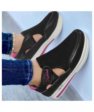 Womens Wedge Sandals Thong Ankle Strap Comfy Thick Cushion Beach Vacation Casual Walking Sandal 142-ibzwp-c-black $19.64 Sandals